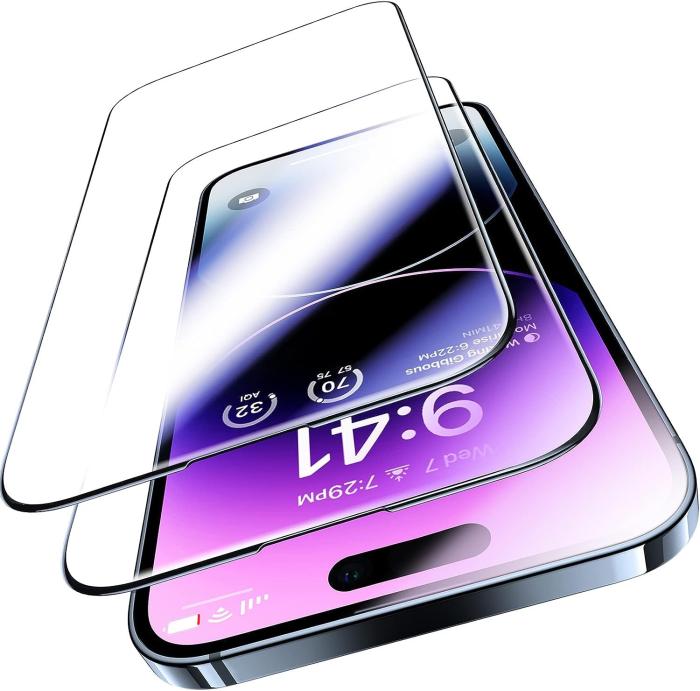 Bild 1, 2-Pack iPhone 15 Heltäckande Skärmskydd i Härdat Glas