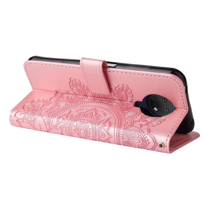 Bild 5, Nokia G10 / G20 Fodral Mandala Läder Roséguld