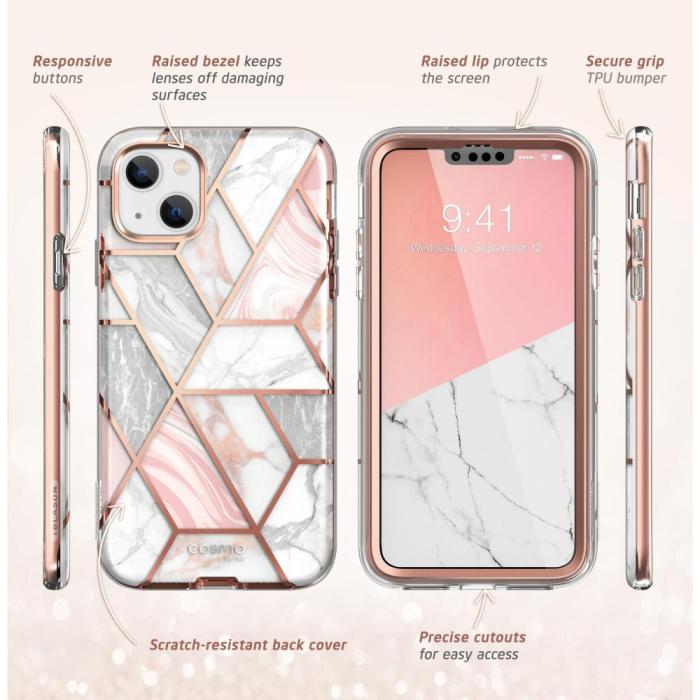 Bild 6, Supcase iPhone 14 / 13 Skal Cosmo Marble Pink