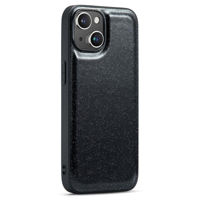 Bild 1, DG.MING iPhone 13 Skal Läder Glitter Svart