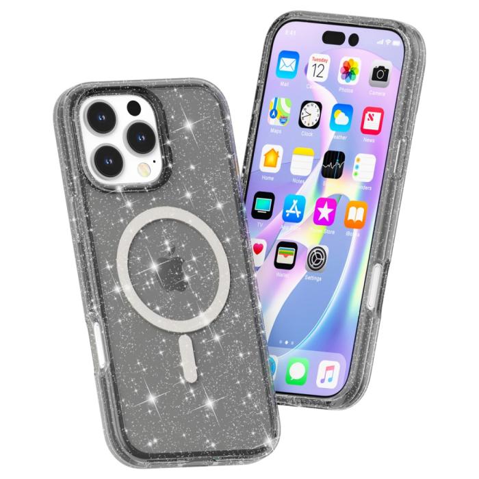 Bild 3, iPhone 16 Pro Skal MagSafe Glitter Svart