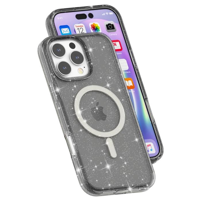 Bild 5, iPhone 16 Pro Skal MagSafe Glitter Svart