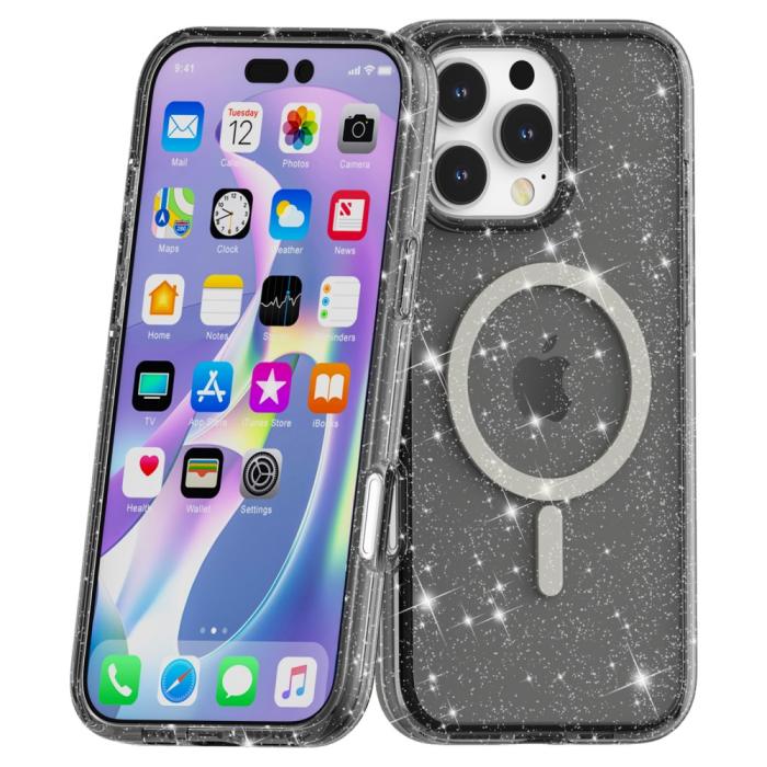 Bild 6, iPhone 16 Pro Skal MagSafe Glitter Svart