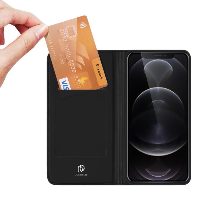 Bild 4, iPhone 13 Pro - DUX DUCIS Skin Pro Läder Fodral - Svart