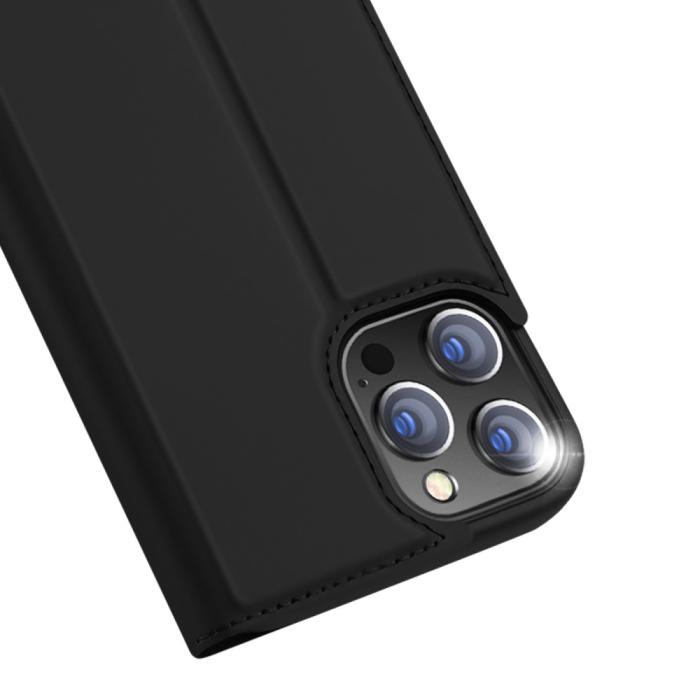 Bild 5, iPhone 13 Pro - DUX DUCIS Skin Pro Läder Fodral - Svart