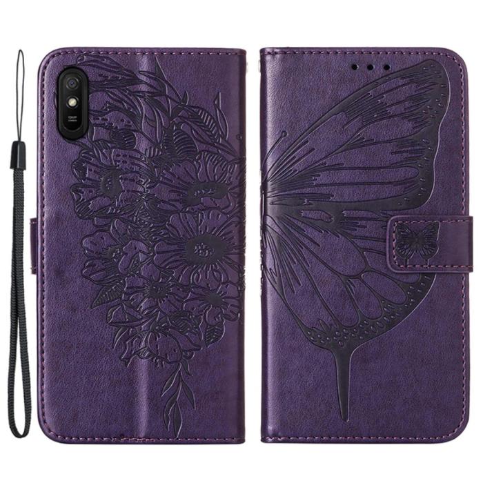 Bild 1, Xiaomi Redmi 9A / 9AT Fodral Butterfly Lila