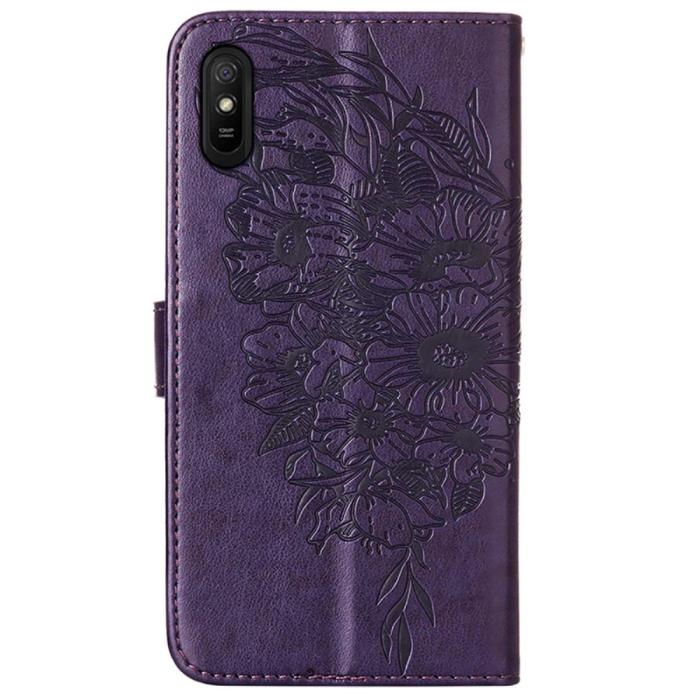 Bild 3, Xiaomi Redmi 9A / 9AT Fodral Butterfly Lila