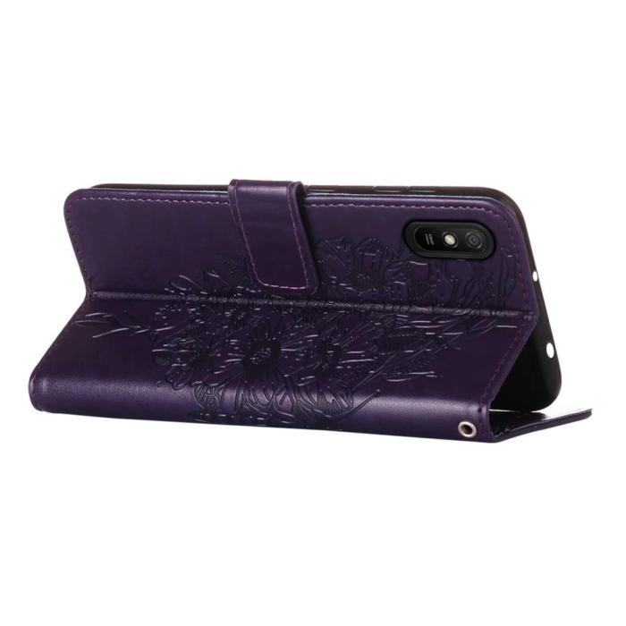 Bild 4, Xiaomi Redmi 9A / 9AT Fodral Butterfly Lila