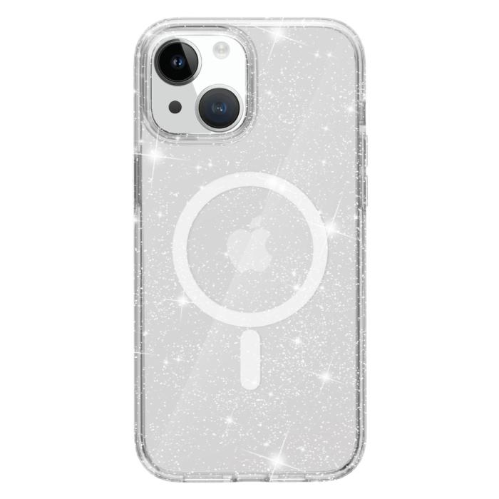 Bild 2, iPhone 15 Plus Skal MagSafe Hybrid Glitter Vit