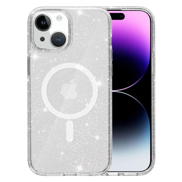 Bild 3, iPhone 15 Plus Skal MagSafe Hybrid Glitter Vit