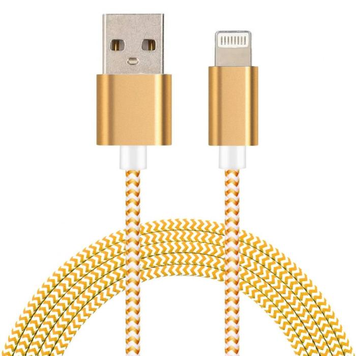 Bild 1, Lightning Nylon Kabel - Gul 1m