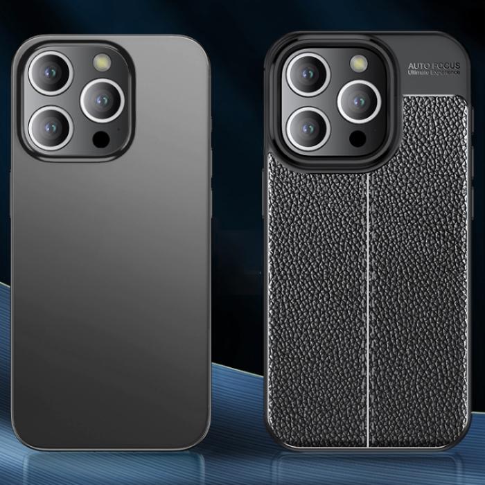 Bild 4, iPhone 15 Pro Max Skal Litchi Textur Svart