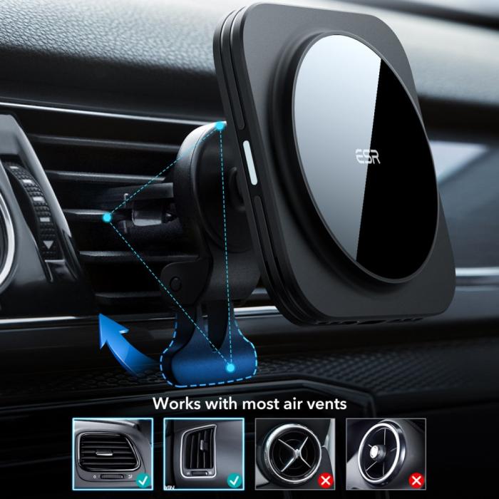 Bild 5, ESR Magnetisk MagSafe HaloLock Billaddare Ventilation Svart