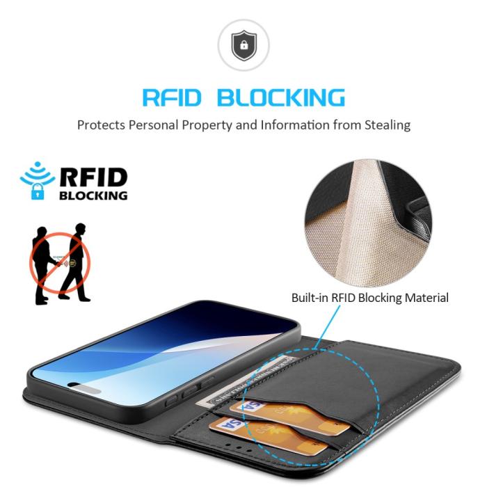 Bild 4, DUX DUCIS iPhone 16 Pro Max Fodral Hivo Äkta Läder Svart