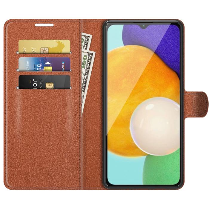 Bild 4, Samsung Galaxy A04s / A13 5G Fodral Litchi Läder Brun
