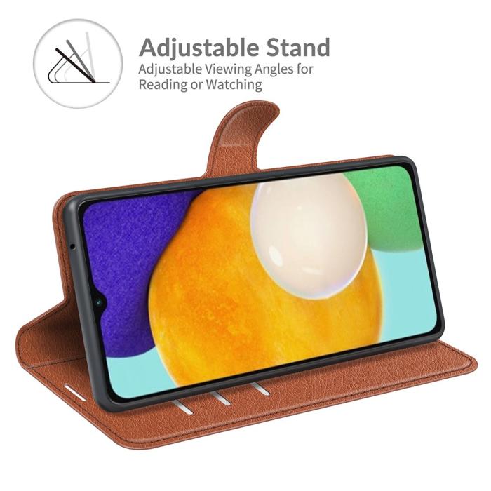 Bild 5, Samsung Galaxy A04s / A13 5G Fodral Litchi Läder Brun