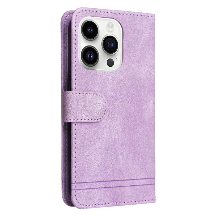 Bild 3, iPhone 15 Pro Fodral Skin Feel Läder Lila