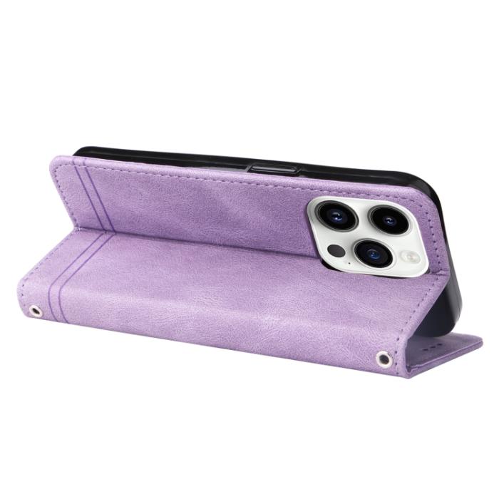 Bild 5, iPhone 15 Pro Fodral Skin Feel Läder Lila