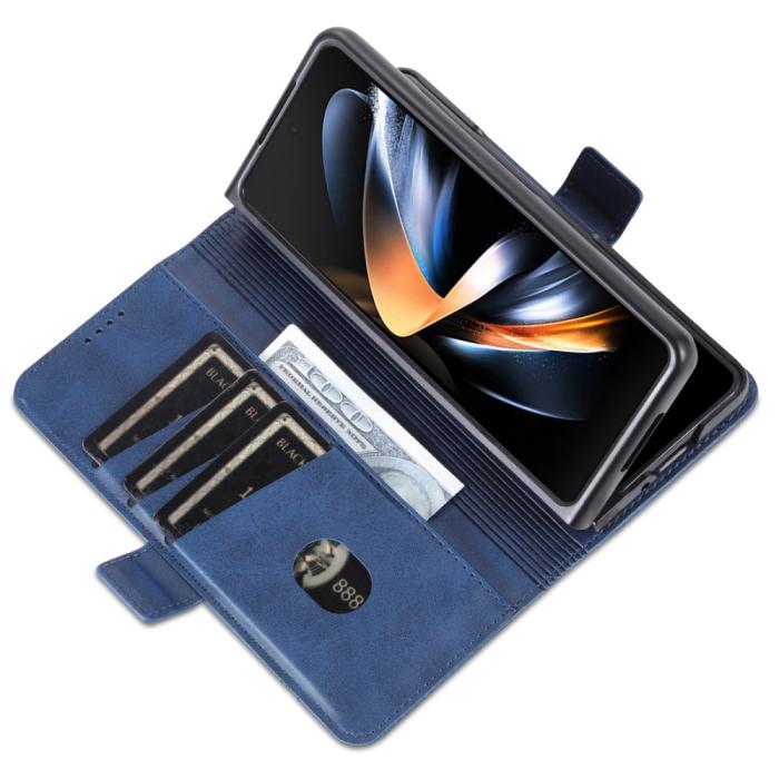 Bild 5, AZNS Galaxy Z Fold 5 Fodral PU-Läder Blå