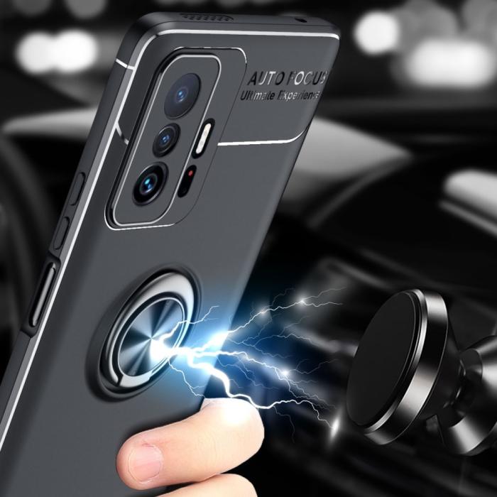 Bild 2, Xiaomi 11T / 11T Pro Skal Ring Svart/Röd