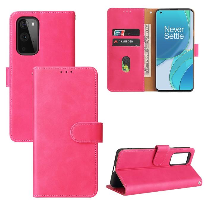 Bild 1, OnePlus 9 - Silkeslent Läder Fodral - Rosa