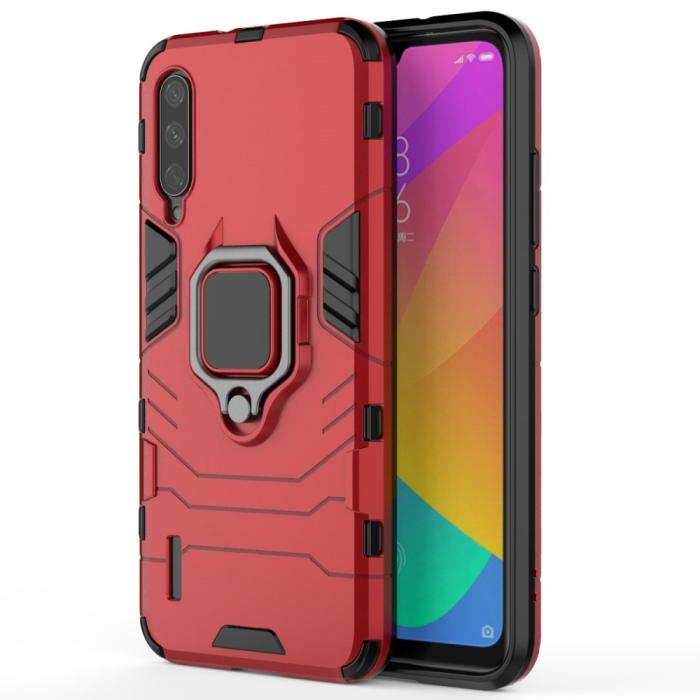Bild 2, Xiaomi Mi A3 - Ring Skal - Funkar med magnethållare - Röd