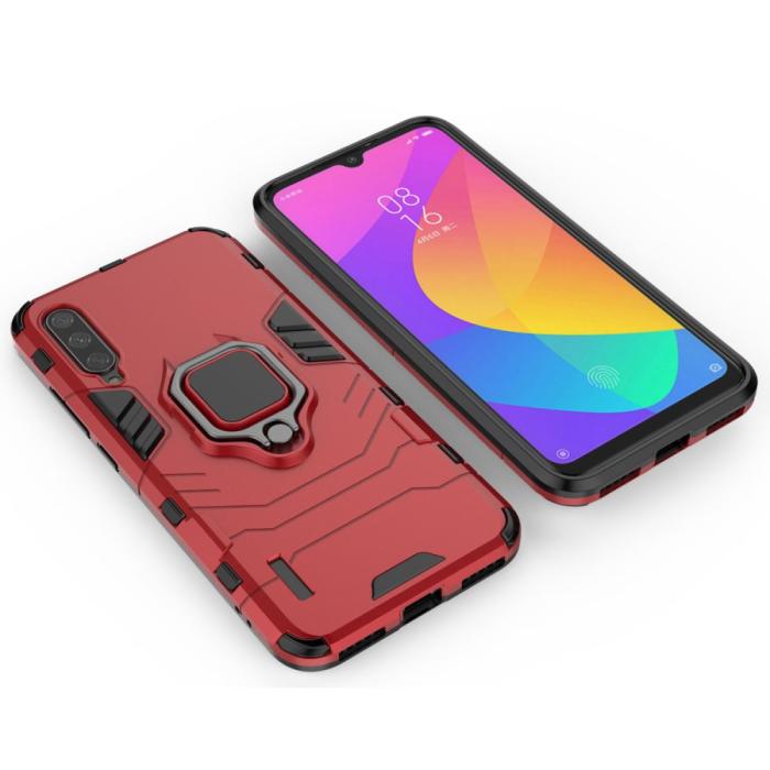 Bild 3, Xiaomi Mi A3 - Ring Skal - Funkar med magnethållare - Röd