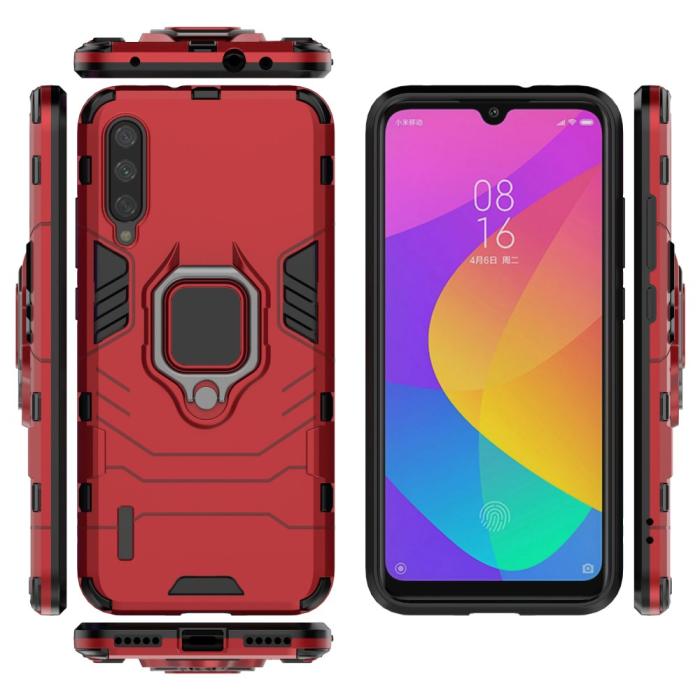 Bild 5, Xiaomi Mi A3 - Ring Skal - Funkar med magnethållare - Röd