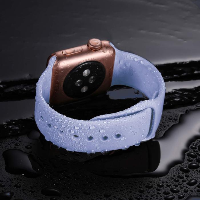 Bild 5, Silikon Armband Apple Watch 42/44/45/49 mm Ljus Blå