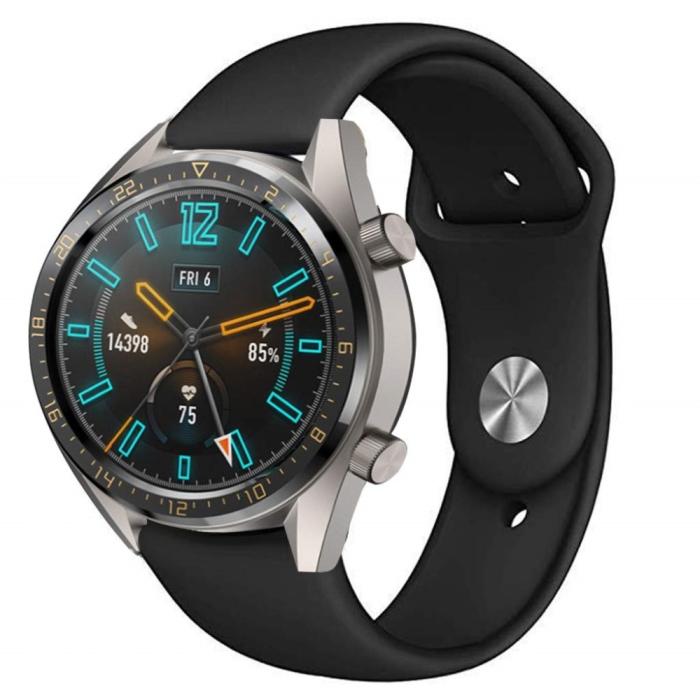 Bild 3, Silikon Armband För Smartwatch - Svart (22 mm)
