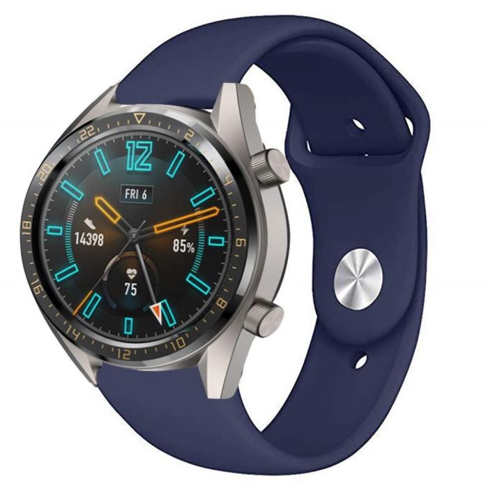 Bild 3, Silikon Armband För Smartwatch - Mörk Blå (22 mm)