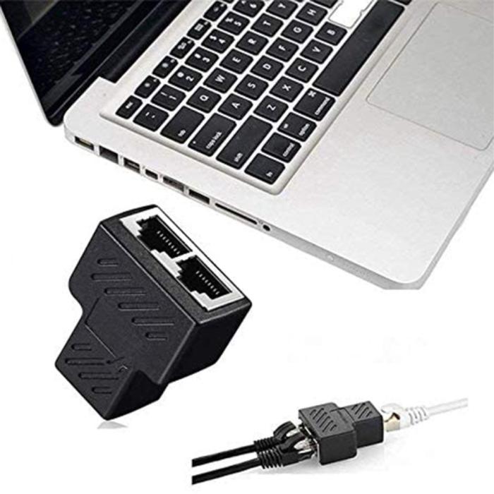 Bild 3, 2-PACK RJ45 Splitter Ethernet LAN Adapter Svart