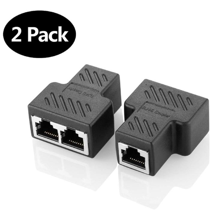 Bild 5, 2-PACK RJ45 Splitter Ethernet LAN Adapter Svart