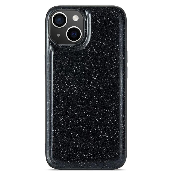 Bild 3, DG.MING iPhone 13 Skal Läder Glitter Svart