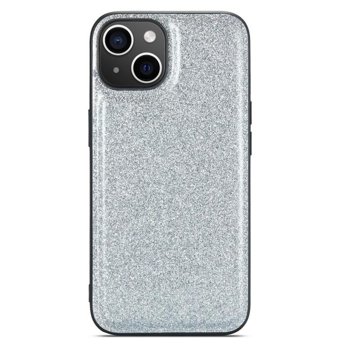 Bild 3, DG.MING iPhone 13 Skal Läder Glitter Silver