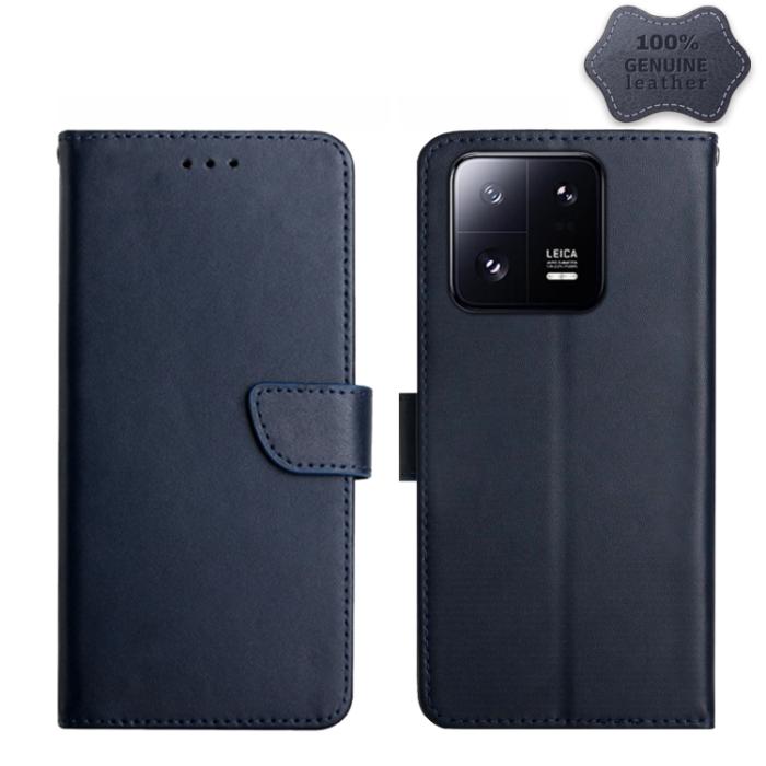 Bild 1, Xiaomi 13 5G Fodral Äkta Läder Nappa Textur Blå