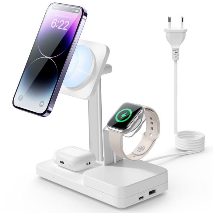 Bild 1, ESR 5in1 65W PD GaN Trådlös MagSafe Laddstation Vit