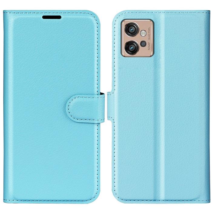 Bild 1, Motorola Moto G32 Fodral Litchi Läder Ljus Blå