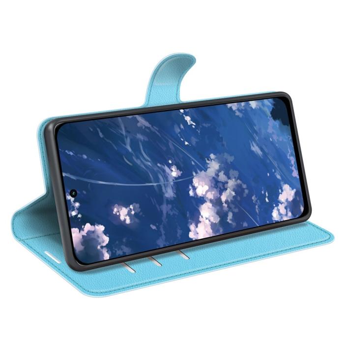 Bild 3, Motorola Moto G32 Fodral Litchi Läder Ljus Blå