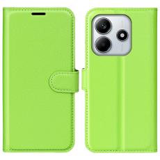 Xiaomi Redmi Note 14 4G Fodral Litchi L&auml;der Gr&ouml;n