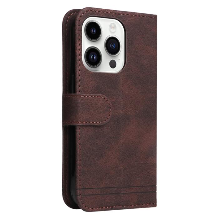 Bild 3, iPhone 15 Pro Fodral Skin Feel Läder Brun