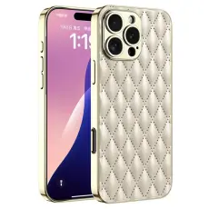 GKK iPhone 16 Pro Skal Diamond Hybrid L&auml;der Champagne