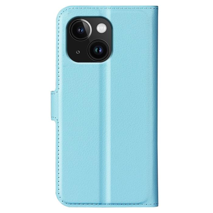 Bild 6, iPhone 15 Fodral Litchi Textur Ljus Blå