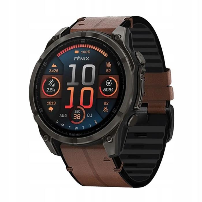 Bild 4, Tech-Protect Garmin Fenix 5/6/6 Pro/7/8/E 47 mm Armband Silicone PU Brun
