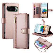 Google Pixel 11/11 Pro Fodral L&auml;der Med Dragkedja Rosa