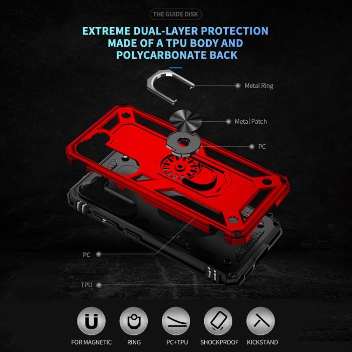 Bild 4, Samsung Galaxy S23 Skal Shockproof Ring Hybrid Röd