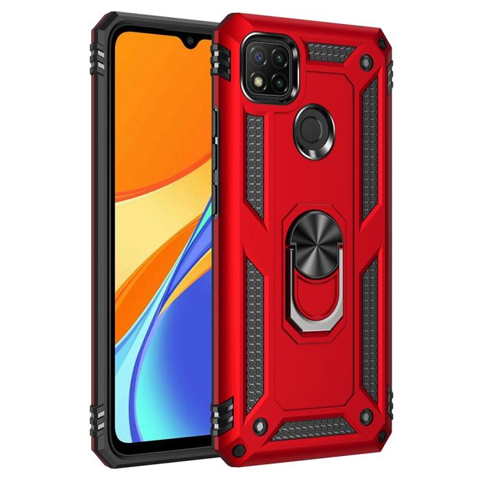 Bild 1, Xiaomi Redmi 9C Skal Ring Shockproof Röd