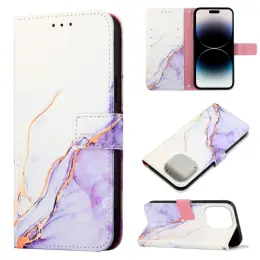 iPhone 14 Pro Fodral Marmor Vit/Lila