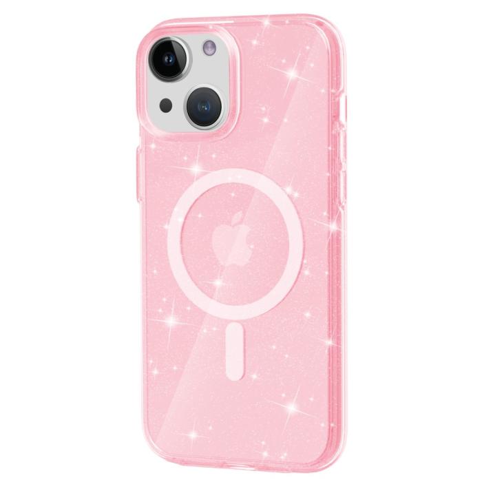Bild 1, iPhone 15 Plus Skal MagSafe Hybrid Glitter Rosa
