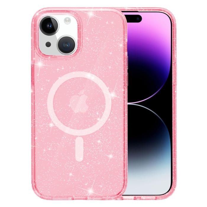 Bild 3, iPhone 15 Plus Skal MagSafe Hybrid Glitter Rosa